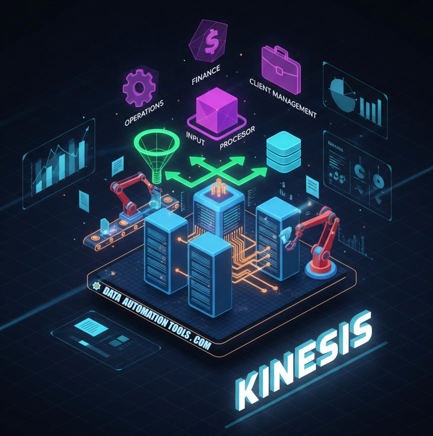 illustration of amazon kinesis stream processing as a central component of a data stack