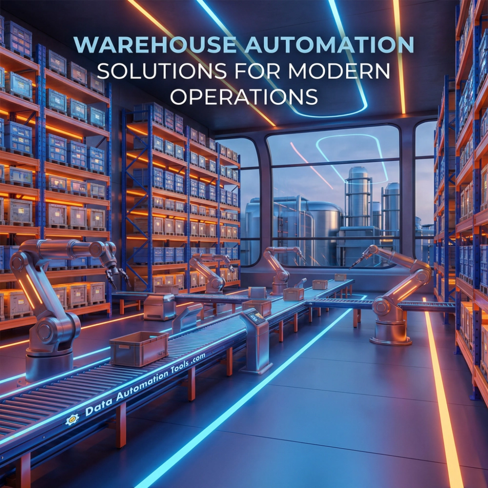 an image depicting a modern business employing warehouse automation to maximize logistics efficiency